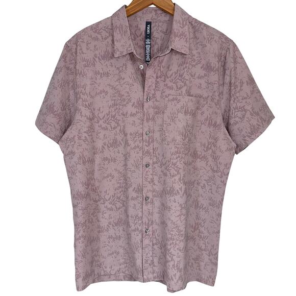 SOLD 💕Vuori Men’s Short Sleeve Bridge Umber Zion Purple Button Down Shirt - Picture 2 of 10
